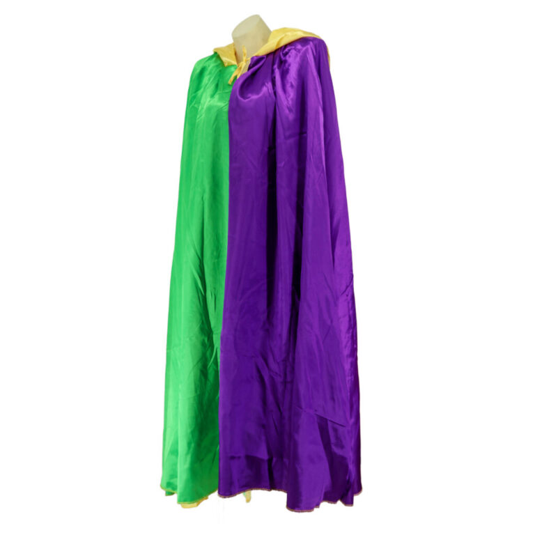 8492MDG - Reversible Cape / Cloak with hood, Satin, Mardi Gras  Mardi Gras - Image 4