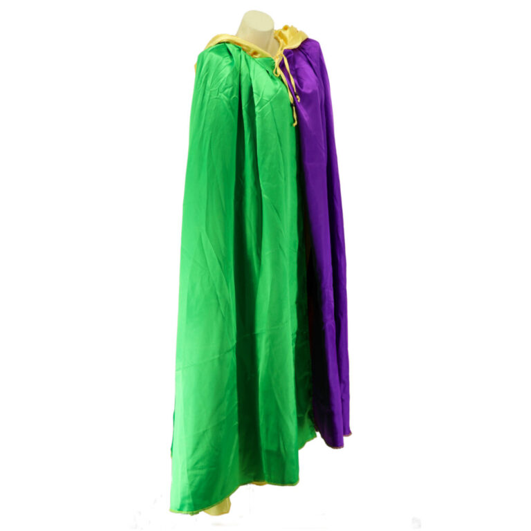 8492MDG - Reversible Cape / Cloak with hood, Satin, Mardi Gras  Mardi Gras - Image 3