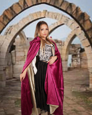 8492 - Reversible Cape / Cloak with hood, Satin,