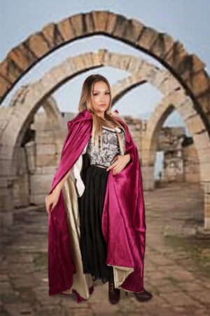 8492 - Reversible Cape / Cloak with hood, Satin,