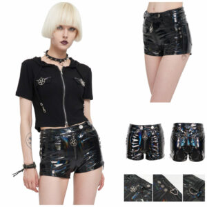PT166 - Faux pleather holographic shorts