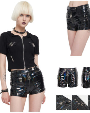 PT166 - Faux pleather holographic shorts