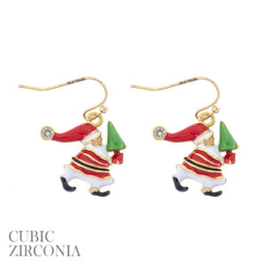 28659 - g cz santa claus earring..Size:0.77 x 0.93in