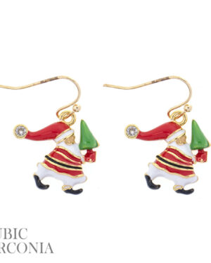 28659 - g cz santa claus earring..Size:0.77 x 0.93in