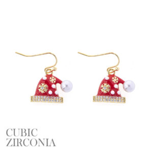 28661 - g cz christmas hat earring ..Size:0.8 x 0.5in