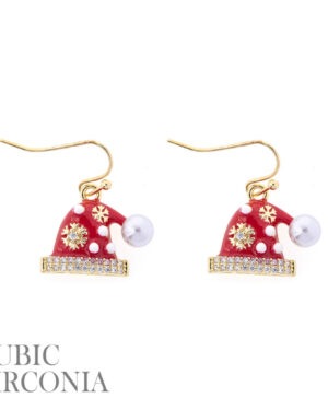 28661 - g cz christmas hat earring ..Size:0.8 x 0.5in