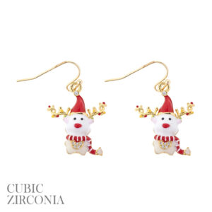 28663 - g cz xmas reindeer earring ..Size:0.78 x 0.92in
