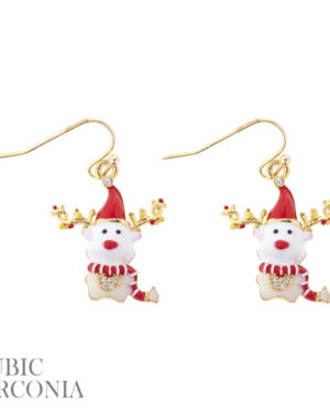 28663 - g cz xmas reindeer earring ..Size:0.78 x 0.92in