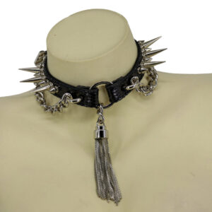 BZ11 - Blue choker with spike and moth closure