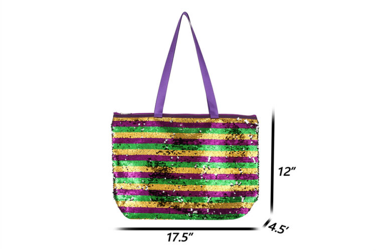HBG104967 - Mardi-Gras sequin stripe tote bag