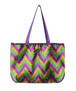 HBG104968 - Mardi-Gras sequin chevron tote bag