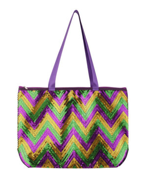 HBG104968 - Mardi-Gras sequin chevron tote bag