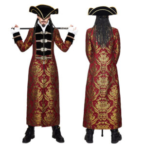 CT96 - Pirate Embroidered Long Brocade Coat