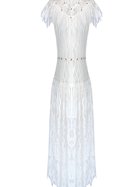 4223 - Steampunk white lace dress - S