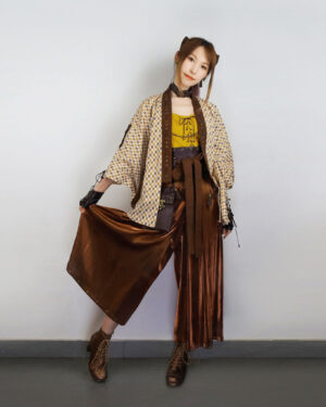 4234 - romantic metal red copper color and wind wide-legged pants - sm