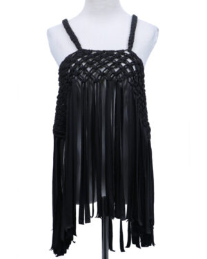 7130 - Macrame Cochet Top - Black