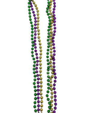 18601 - Mardi Gras round ball bead necklace..7mm bead / 33 in