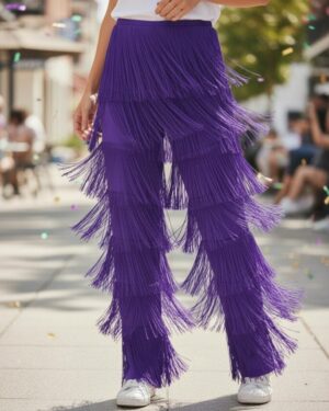 3877 - Purple tassel fringe pants