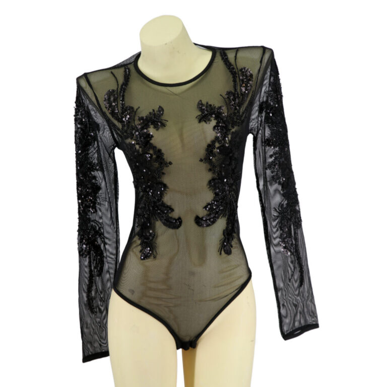 94085 - Black Mesh Bodysuit with Sequins - Image 3