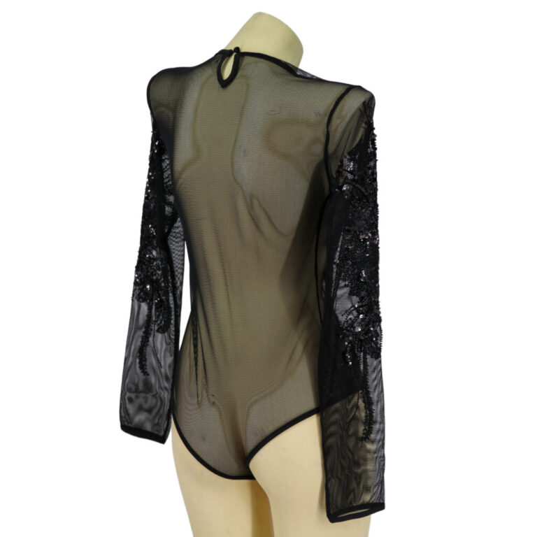 94085 - Black Mesh Bodysuit with Sequins - Image 2