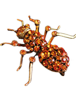 P4756 - Ant Brooch, Gold Rhinestones