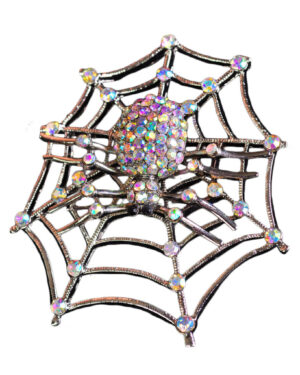 P4853 - Cobweb Rhinestone Brooch, Silver