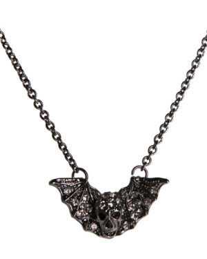 RSN2308 - Black Skull with Wings Necklace