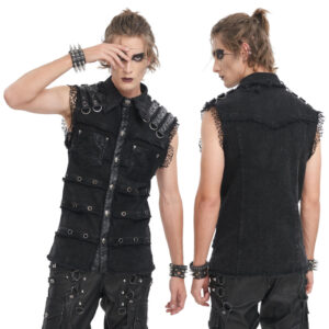 SHT119 - Punk denim vest with grommet