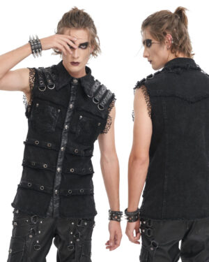 SHT119 - Punk denim vest with grommet