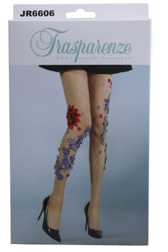 ST6606 - Fishnet Pantyhose floral - lilac petals