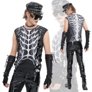 TT271 - Rib cage skeleton print sleeveless shirt