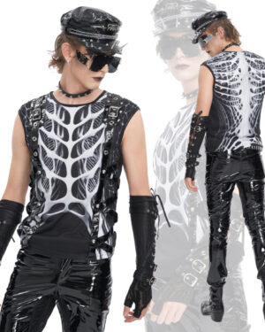 TT271 - Rib cage skeleton print sleeveless shirt