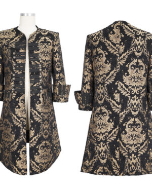 CT23201 - Brocade military style frock coat-Black and gold