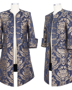 CT23202 - Brocade military style frock coat-Blue and gold