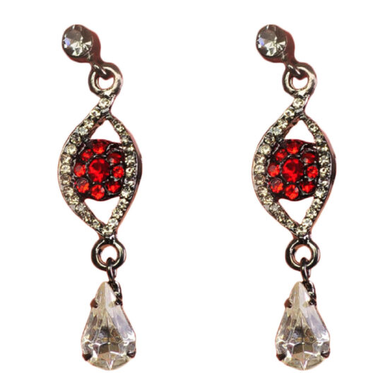 RSN2525 - Red Eye Rhinestone Earrings