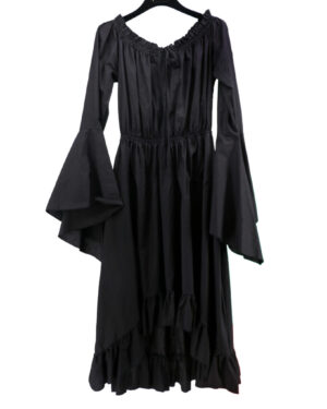 2338 - Black cotton chemise bell sleeve dress