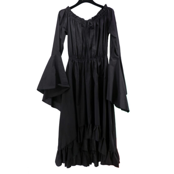 2338 - Black cotton chemise bell sleeve dress