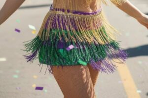 7055 - Mardi Gras 3 layer sequin frill skirt-Gold/Green/Purple