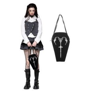 ABG013 - Coffin style handbag with sword print
