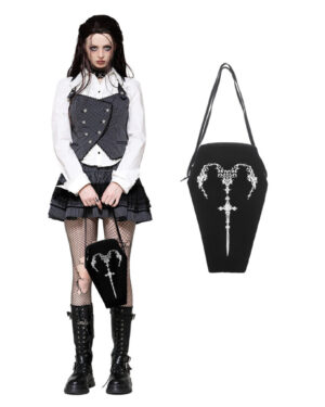 ABG013 - Coffin style handbag with sword print