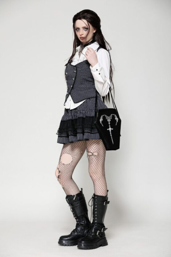 ABG013 - Coffin style handbag with sword print - Image 5