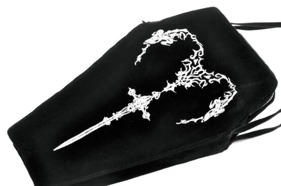 ABG013 - Coffin style handbag with sword print - Image 3