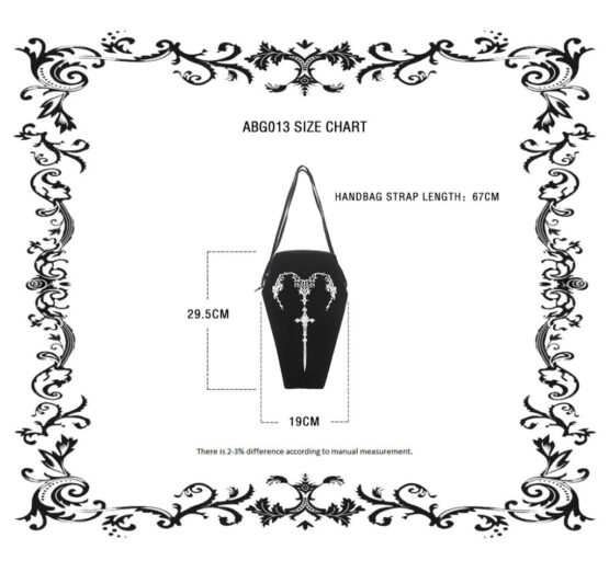 ABG013 - Coffin style handbag with sword print - Image 7