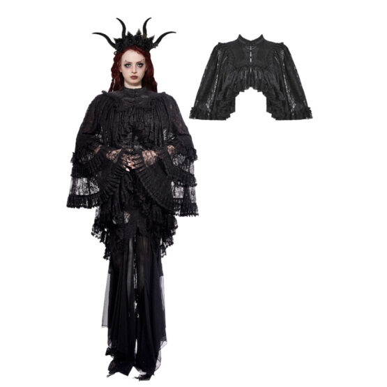 BW151 - Elegant gothic vintage lace oversized sleeves cape
