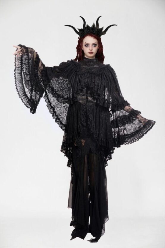 BW151 - Elegant gothic vintage lace oversized sleeves cape - Image 3