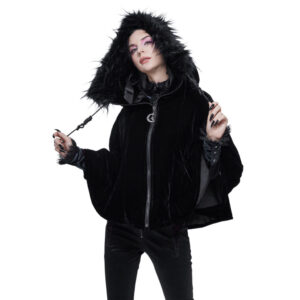 CA02901 - Black Velvet Fur Zipper Hoodie
