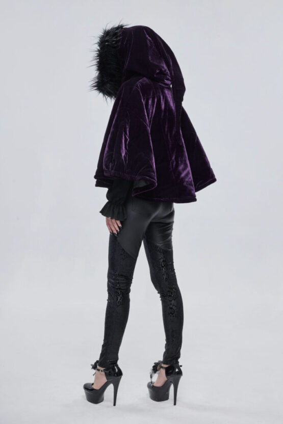 CA02902 - Purple Velvet Fur Zipper Hoodie - Image 3