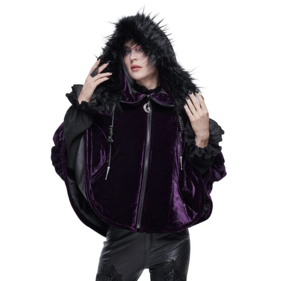 CA02902 - Purple Velvet Fur Zipper Hoodie
