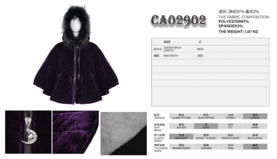 CA02902 - Purple Velvet Fur Zipper Hoodie - Image 4