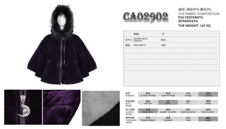 CA02902 - Purple Velvet Fur Zipper Hoodie - Image 4